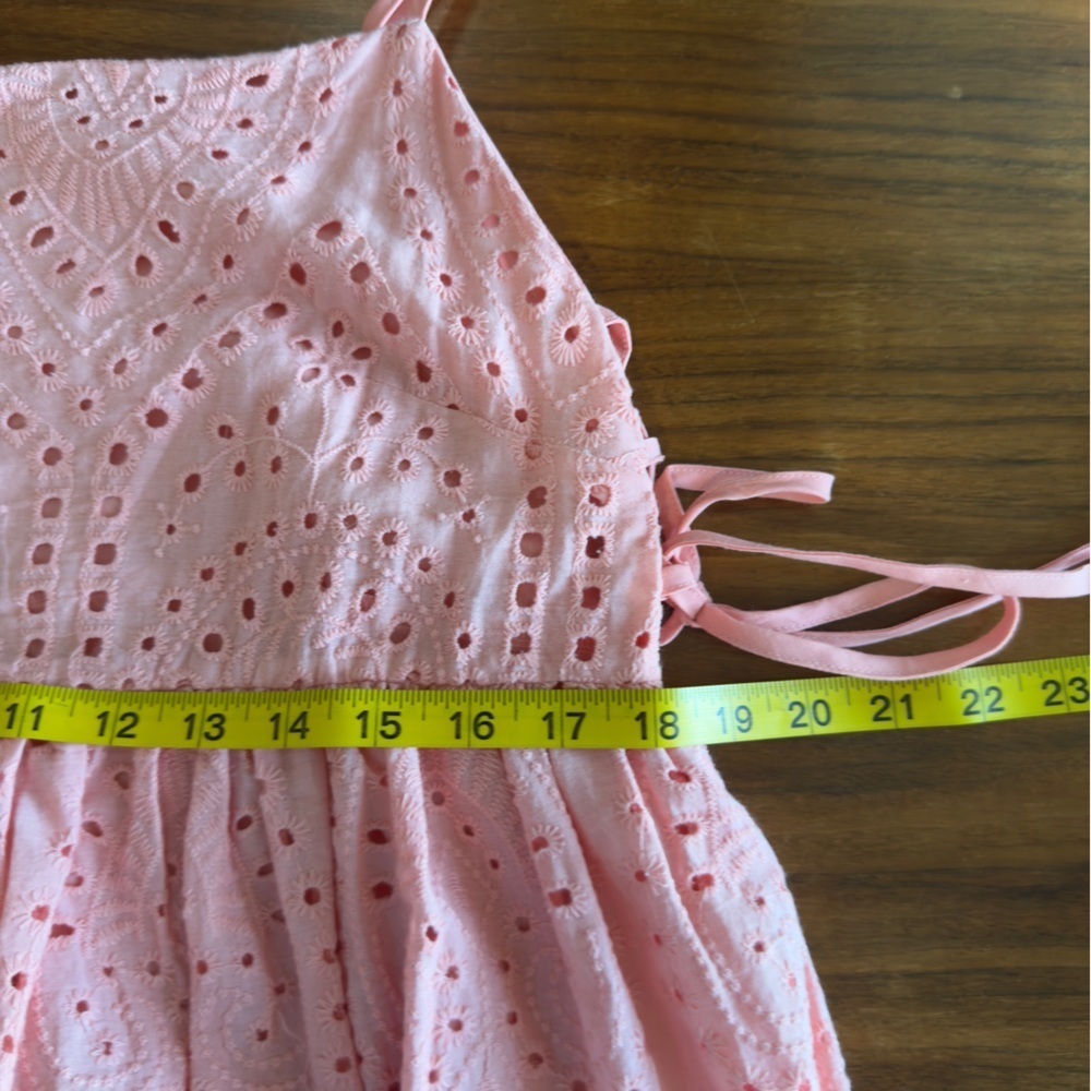 Wisteria Lane Ava Eyelet Mini Dress Coral Pink Small - Picture 12 of 16